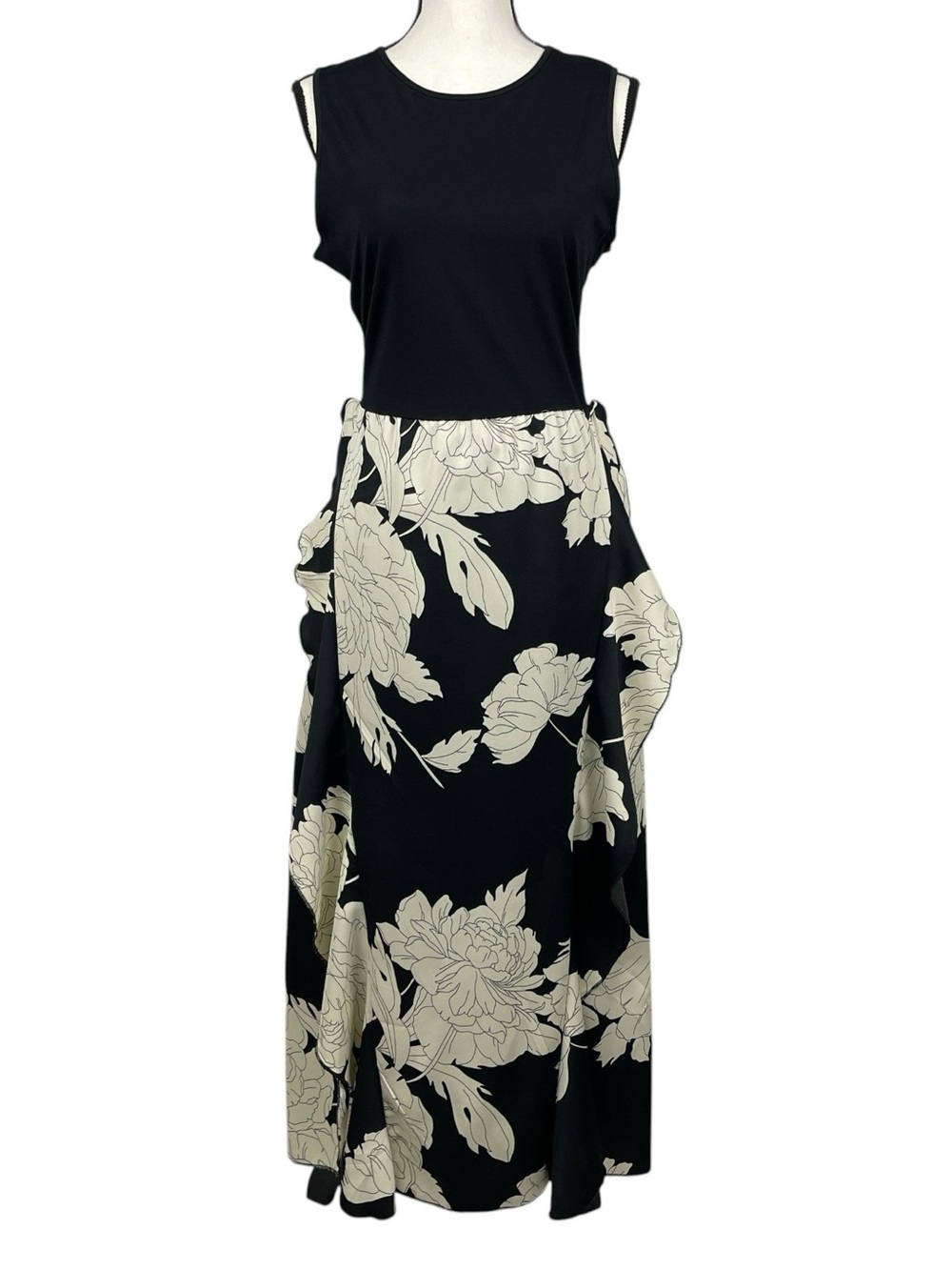 BTFBM Black & Cream Floral Maxi Dress